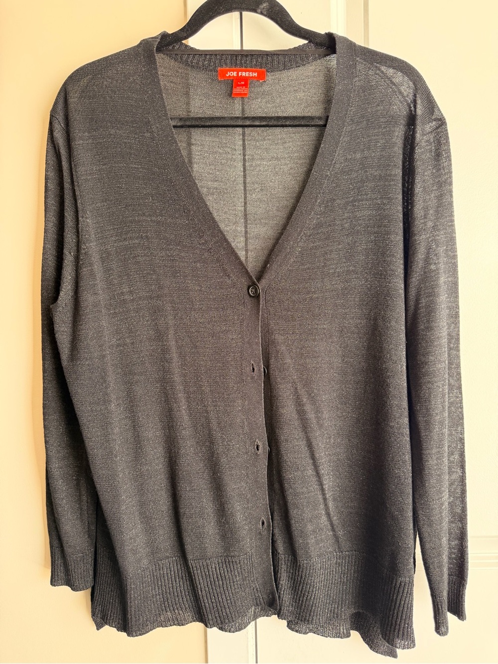 Joe Fresh Charcoal V-Neck Button Cardigan